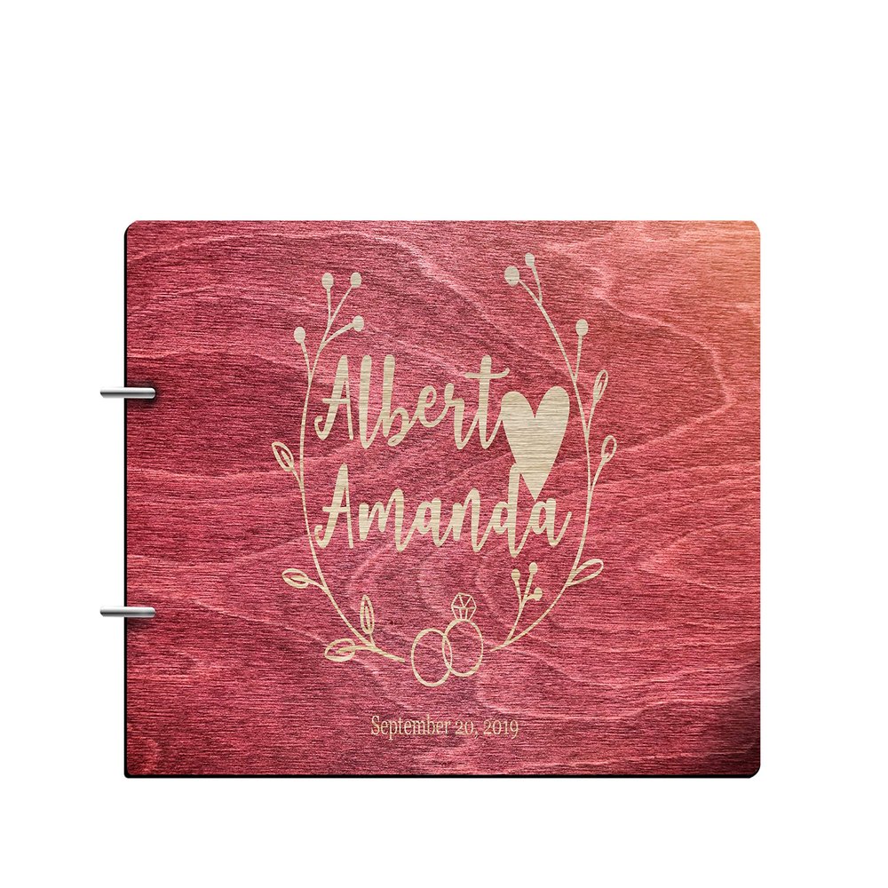 Just Customized Personalized Handmade Mr Mrs Wedding Guest Book for Bride and Groom Wood Alternative Custom Engraved Newlywed Marriage Album