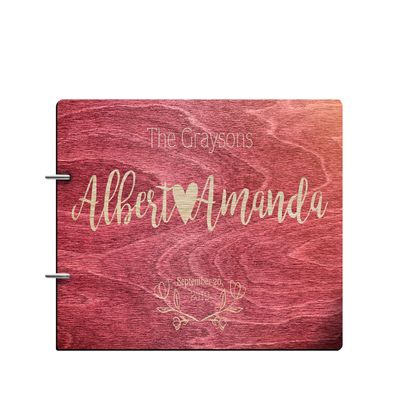 Just Customized Personalized Handmade Mr Mrs Wedding Guest Book for Bride and Groom Wood Alternative Custom Engraved Newlywed Marriage Album