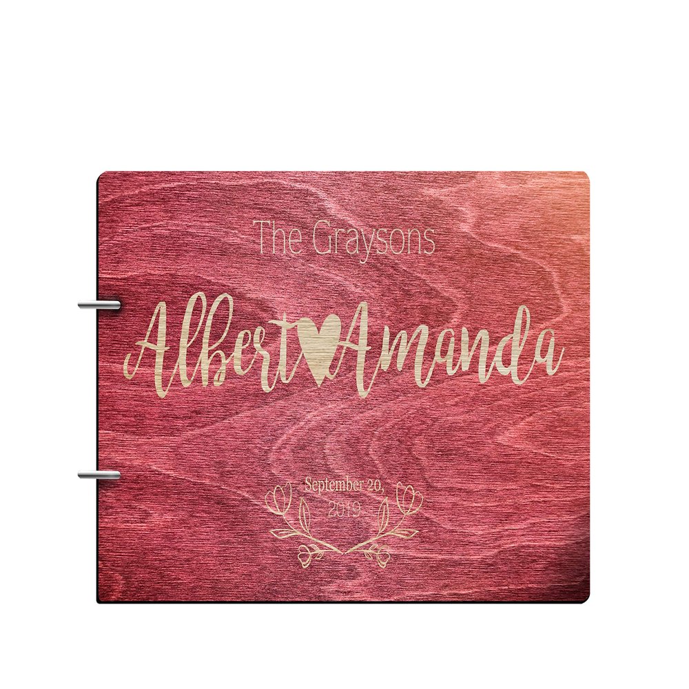 Just Customized Personalized Handmade Mr Mrs Wedding Guest Book for Bride and Groom Wood Alternative Custom Engraved Newlywed Marriage Album