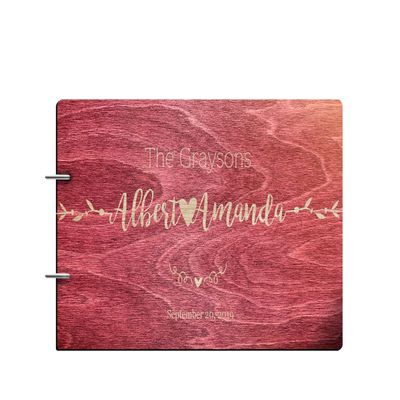 Just Customized Personalized Handmade Mr Mrs Wedding Guest Book for Bride and Groom Wood Alternative Custom Engraved Newlywed Marriage Album