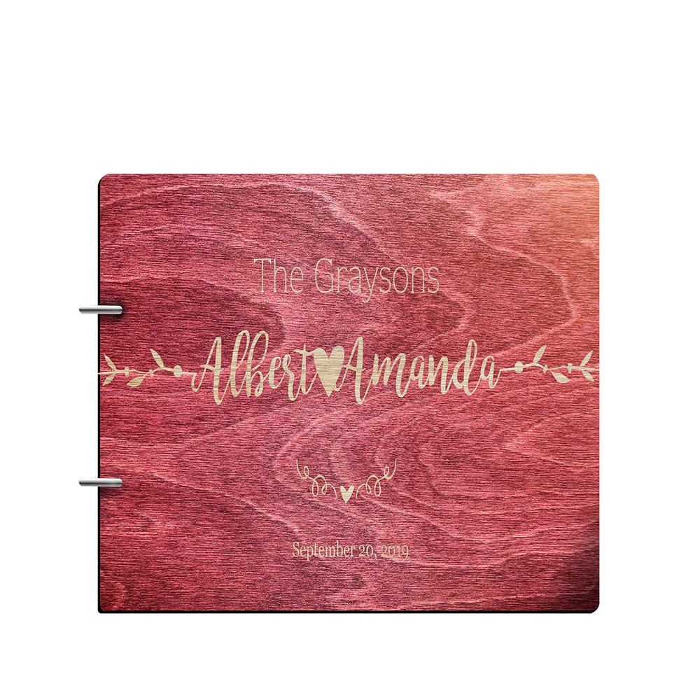 Just Customized Personalized Handmade Mr Mrs Wedding Guest Book for Bride and Groom Wood Alternative Custom Engraved Newlywed Marriage Album