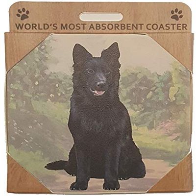 E&S Imports Ceramic Coaster - German Shepherd (Black) (4)
