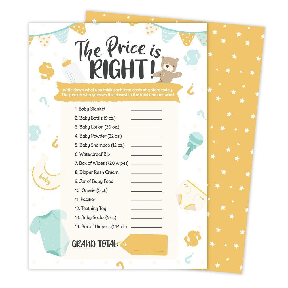 Desert Cactus Price is Right Baby Shower Game - Guessing Game Coed Boy Girl Neutral Gender Reveal Invite (25ct Gender Neutral)