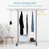 Auledio Clothes Garment Rack, Commercial Grade Clothes Rolling Heavy Duty Storage Organizer on Wheels with Adjustable Clothing Rack, Holds up to 250 lbs, Chrome (Two Heads) view 2