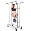 Auledio Clothes Garment Rack, Commercial Grade Clothes Rolling Heavy Duty Storage Organizer on Wheels with Adjustable Clothing Rack, Holds up to 250 lbs, Chrome (Two Heads) view 3