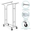 Auledio Clothes Garment Rack, Commercial Grade Clothes Rolling Heavy Duty Storage Organizer on Wheels with Adjustable Clothing Rack, Holds up to 250 lbs, Chrome (Two Heads) view 4