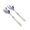 Classic Touch Decor Set of 2 Stainless Steel Salad Servers with Glass Handle view 1
