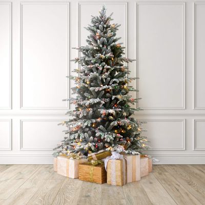 Martha Stewart Flocked Natural Pre-Lit Artificial Christmas Tree