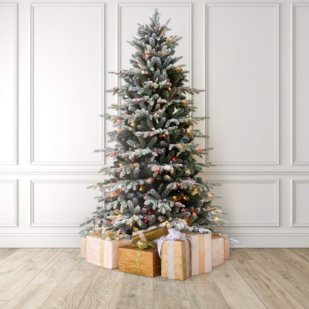 Martha Stewart Flocked Natural Pre-Lit Artificial Christmas Tree