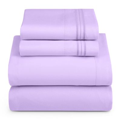 Hearth & Harbor Split King Size Sheets - 5 Piece Bed Sheet Set, Hotel Luxury Double Brushed Bed Sheets - Extra Soft Bedding Sheets & Pillowcases, Split King, Lavender