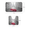 Amagical Paris Eiffel Tower Under Red Umbrella Decor 3 Piece Bathroom Mat Set Shower Curtain Set Non Slip Bath Mat Contour Mat Waterproof Shower Curtain with 12 Hooks view 4