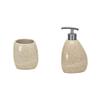 Kleine Wolke Bathroom Accessories Set - 2 Pieces - Stones Bathroom Tumbler and Soap Dispenser - Durable Polyresin - The Look and Weight of Smooth Polished Granite - Sand Beige. view 1