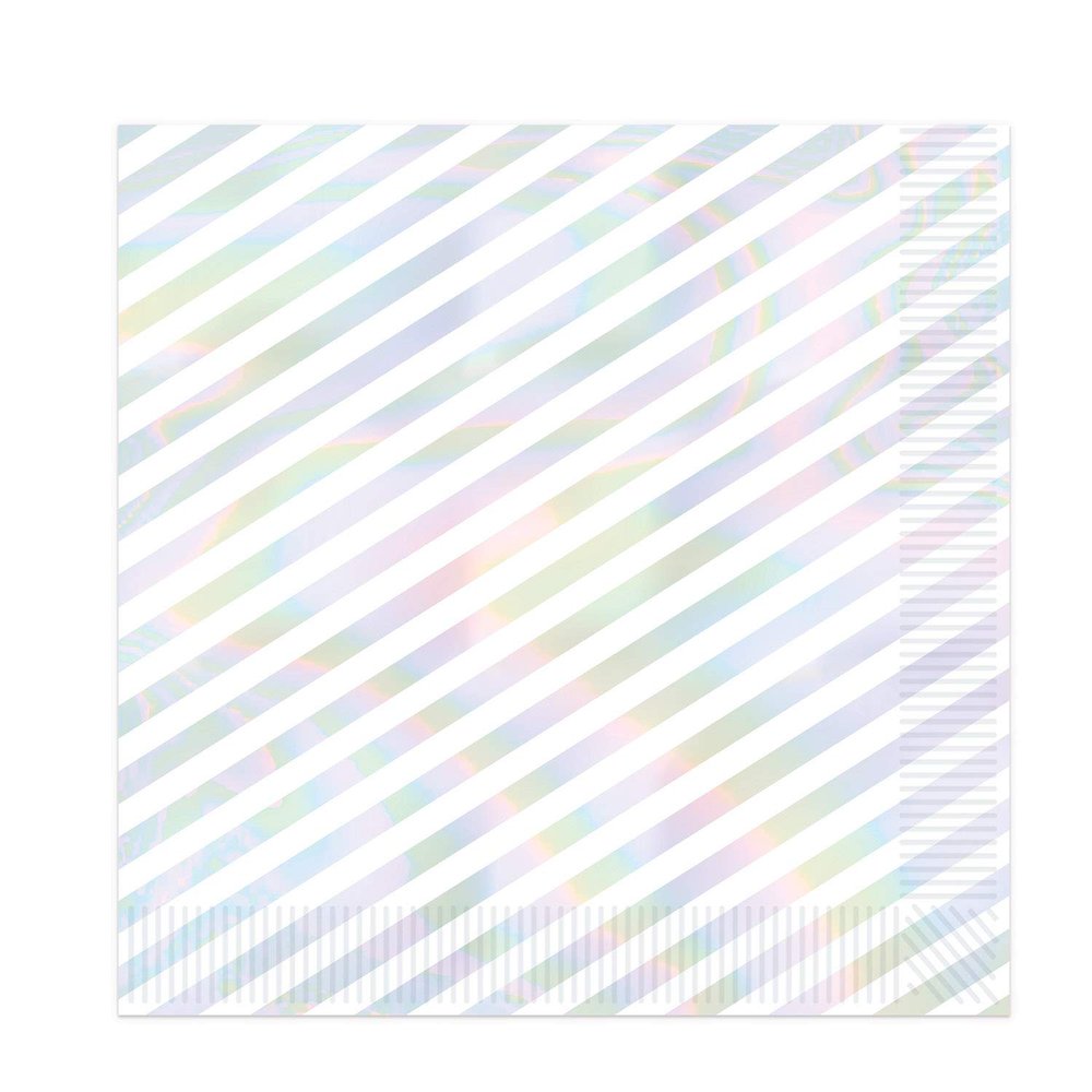 Beistle Iridescent Party Supplies, Iridescent Stripes Luncheon Paper Napkins, Pack of 192