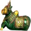 Exotic India Nandi - The Vehicle of Lord Shiva - Brass Statue - Color Amazing Henna Touch Color view 2
