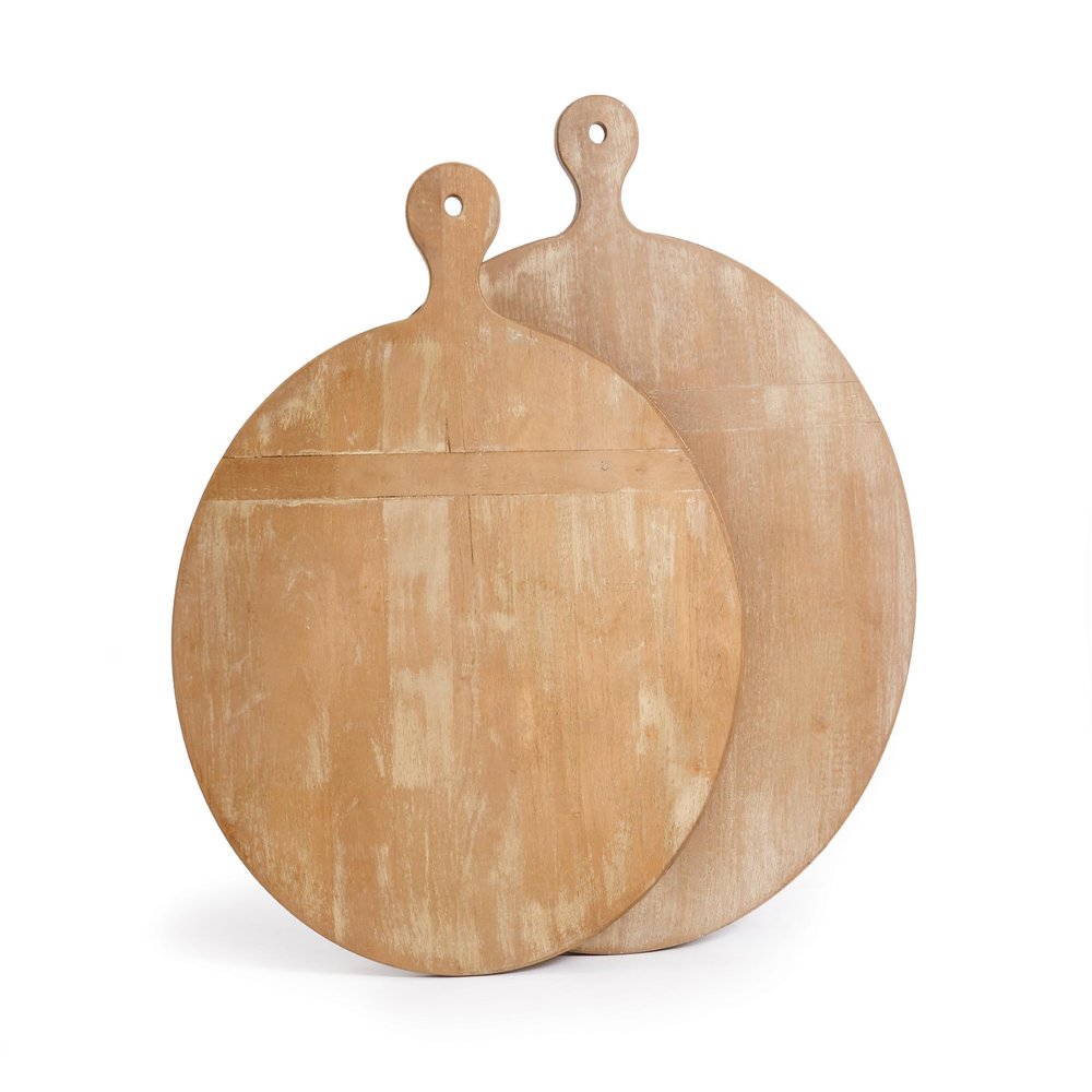 Napa Home & Garden 20" Large Premium Antique Round Wood Cutting Boards Set of 2 Home Farmhouse Kitchen Dining Serving Tray Charcuterie Cheese Boards Decor Decoration S/2 Large Brown