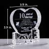 YWHL 10 Year Crystal 10th Wedding Anniversary Paperweight Keepsake Gift for Her Wife Girlfriend Him Husband view 3