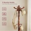 VASAGLE Coat Stand, Solid Wood Freestanding Coat Rack with 11 Hooks, Hall Tree for Bags, Purses, Hats, for Entryway, Hallway, Rubberwood, Caramel Brown URCR05WN view 3