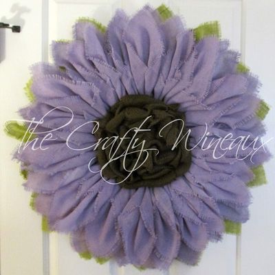 Extra Thick Rich Light Violet Burlap Sunflower Wreath by The Crafty Wineaux