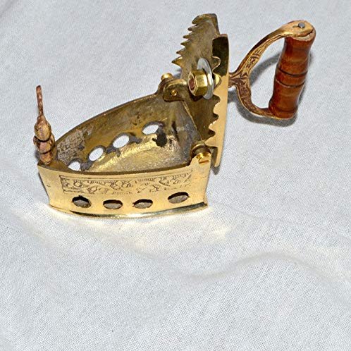Beautiful Antique Mini Brass Iron Small Solid Brass Iron With Wood Handle Showpiece Collectible Item