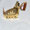 Beautiful Antique Mini Brass Iron Small Solid Brass Iron With Wood Handle Showpiece Collectible Item view 1