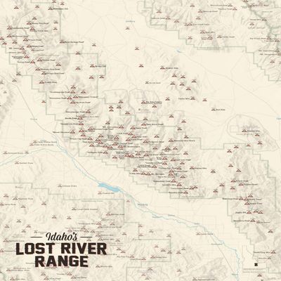 Lost River Range (Idaho) Climbers' Map 18x24 Poster (Tan)