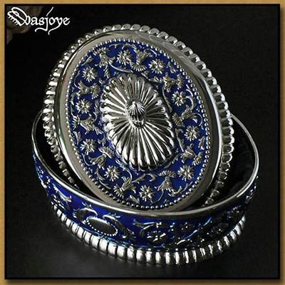 ZAMTAC Blue Big Size 12.29.68cm Jewelry Organizer Box Zinc Alloy Cosmetic Case Women Wedding Decoration Bridesmaid Gift for Women - (Color: as Photo Show)