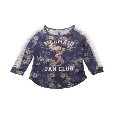 Beautees Mermaid Fan Club Floral Top (Navy, L)