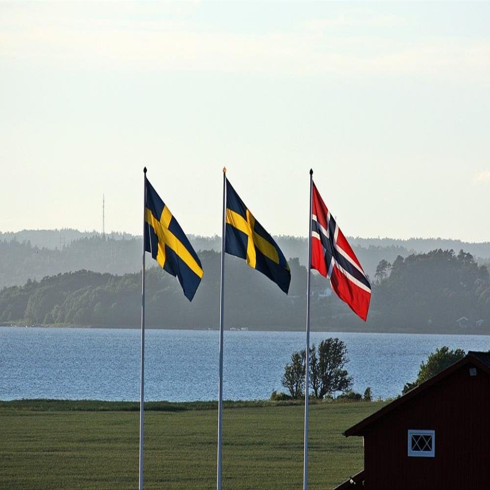 Quality Prints - Laminated 34"x24" Vibrant Durable Photo Poster - Flags Swedish Norwegian Sweden'S Flag