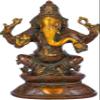 Exotic India Ganesha on Double Lotus Base - Brass Statue - Color Double Chola view 1
