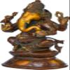Exotic India Ganesha on Double Lotus Base - Brass Statue - Color Double Chola view 2