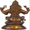 Exotic India Ganesha on Double Lotus Base - Brass Statue - Color Double Chola view 3