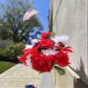 Admired by Nature 24 Stems Artificial Flower Peony Lily Mum Patriotic Memorial Bouquet Cemetery Decorations for Grave, Spring Faux Flower Arrangement, Veterans, Independence Day, Red White Blue view 2