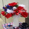 Admired by Nature 24 Stems Artificial Flower Peony Lily Mum Patriotic Memorial Bouquet Cemetery Decorations for Grave, Spring Faux Flower Arrangement, Veterans, Independence Day, Red White Blue view 3
