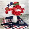 Admired by Nature 24 Stems Artificial Flower Peony Lily Mum Patriotic Memorial Bouquet Cemetery Decorations for Grave, Spring Faux Flower Arrangement, Veterans, Independence Day, Red White Blue view 4