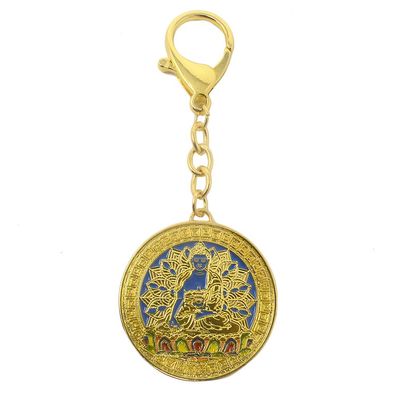 2019 Ratnasambhava Buddha Pendant Keychain Feng Shui Amulet FW3691(Blue)