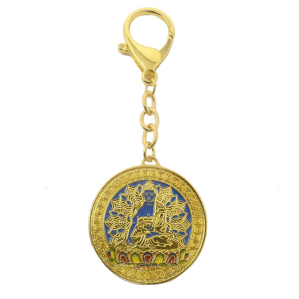 2019 Ratnasambhava Buddha Pendant Keychain Feng Shui Amulet FW3691(Blue)