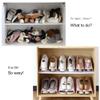 4 Pcs Stacking Shoe Organizer for Shelf 10 x 8.7 in  Double Layer Space Saving Shoe Dividers for Shelves  Footwear Riser for Heels Under 4.7", Sneakers & Flats Storage for Small Closets, Dorms, Apts view 2