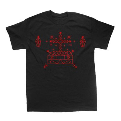 Chat Noir Baron Samedi Voodoo Veve Shirt - Occult Skull Gothic Death Pentagram Witchcraft (2X-Large)