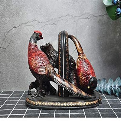ZAMTAC 2pc/Set American Style Vintage Creative Pheasant Bookends Ornaments Home Office Modern Decorations