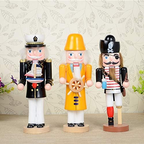 ZAMTAC 3PC/Set European Pirate Section Nutcracker Soldier Ornaments Exquisite Wooden Crafts Living Room Home Decoration