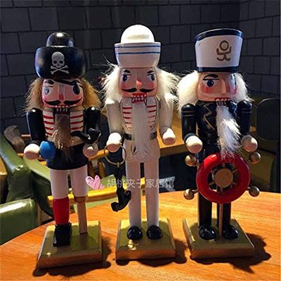 ZAMTAC 3PC/Set British Vintage Puppet Crafts Nutcracker Soldier Ornaments Pirate Furnishings Exquisite Creative Decoration