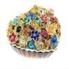 Kubla Crafts Bejeweled Enameled Heart Trinket Box, Accented with Austrian Crystals, 2.25 Inches Wide view 2
