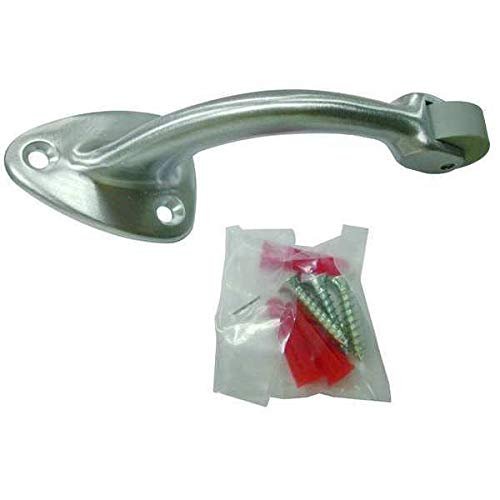 Curved Roller Stop, Satin Chrome, Screw-in