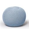 Urban Lifestyle Round Knit Pouf - Hand Woven Cotton, Light Blue view 1