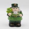 Cosmos Gifts Fine Ceramic Irish Green Nutcracker with Shamrock Candy Box Jar, 7-1/2" H view 1