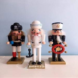 ZAMTAC Nutcracker Puppet Decoration Pirate Captain Creative Birthday Gift Bar Living Room Bookstore Exquisite Ornaments - (Color: Style D 3pc Set)