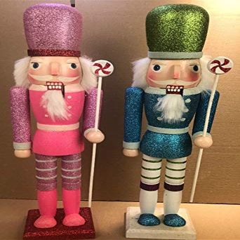 ZAMTAC Nutcracker Puppet Ornaments Colorful Wooden Handmade Soldier Decorations Creative Exquisite Birthday Gift - (Color: Style C 2pc Set)