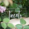 Cedar and Ink Acrylic Wedding Table Numbers 1-20, Acrylic Wedding Signs with Calligraphy Lettering, Glass Like Rustic Reception Event, Frames or Stands not Included (1-20) view 1