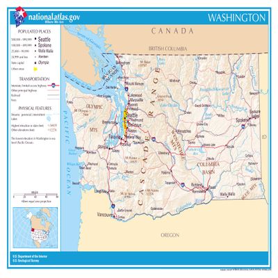 Home Comforts Washington State Map Poster, 20x30 Inch, Full Color, Glossy Finish, Travel Map, Laminated, Ready to Frame or Hang
