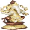 Exotic India Ganesha on Double Lotus Base - Brass Statue - Color Brown Silver Gold Color view 2